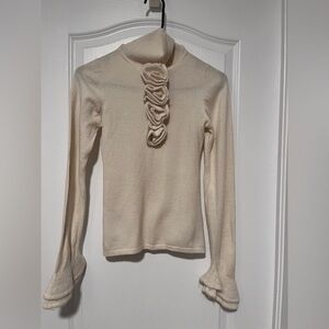 Anne Fontaine Cream Ruffled Top